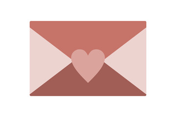 Envelope with heart with peach color shades vector illustration. 