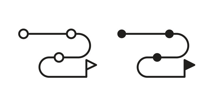 Roadmap icons collection. Thin linear and black flat icons