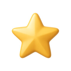 A detailed golden yellow five pointed star illustration on transparent background