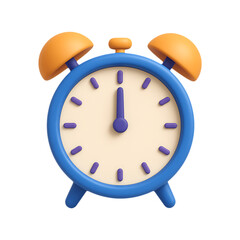 A vibrant and playful 3d rendered alarm clock illustration on transparent background