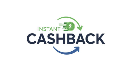 Dynamic instant cashback offer illustration for financial transactions and savings programs showing quick money returns and loyalty benefits