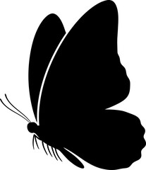 Elegant Black Butterfly Silhouette Vector Art Isolated on White Background © P-Studio