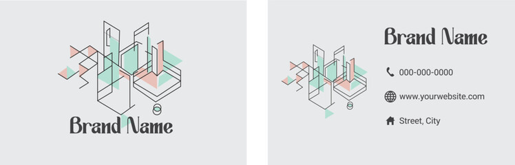 Abstract 3D geometric business card design for creative studio or architect