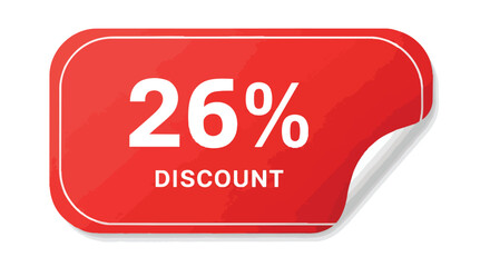 Vibrant scarlet markdown emblem featuring twenty-six percent off savings notification ideal for retail promotions e-commerce campaigns and special