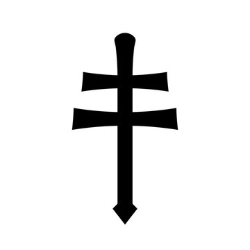 Caravaca cross silhouette icon, Coat of arms symbol template