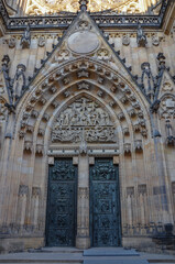 Czech Republic, Prague September 6, 2025, the historic and magnificent entrance to St. Vitus Cathedral in Prague