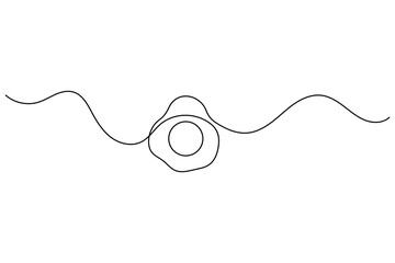 Fototapeta premium Fried egg with abstract wavy lines, single line art, minimalist vector illustration.