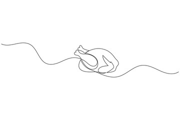 Obraz premium Minimalist single line drawing of a whole roasted chicken