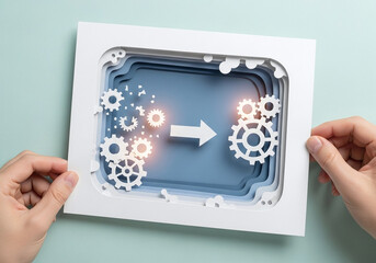 Paper Cut Art Showing Business Process and Workflow Transformation