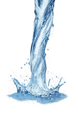 Crystal clear water pouring stream isolated on transparent background