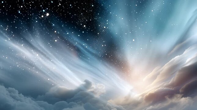 Abstrakter kosmischer Hintergrund mit Sternenlicht, Bewegung und Tiefe