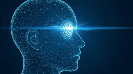 Obraz premium AI Brain Scan: Futuristic Technology and Human Emotion