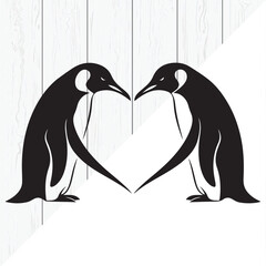 Penguin Couple Silhouette Love Wildlife Illustration