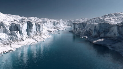 Arctic Glacier Fjord with Turquoise Water and Snow-Covered Ice Cliffs &ndash; Polar Landscape, Climate Change & Natural Wonder Photography

