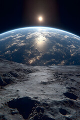 A view of the Earth from the lunar surface