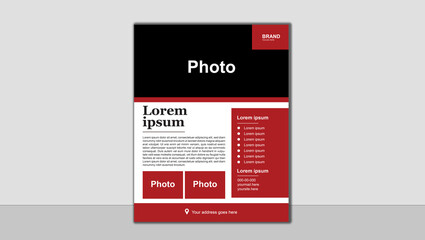 Modern Corporate Flyer Design Template with Red and Black Color Scheme, Professional Business Poster Layout, Creative Marketing Brochure, Clean Typography, Editable Print Ready Flyer