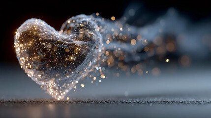 Glittering Heart Shape Dissolving into Sparkling Particles &ndash; Romantic Love, Emotional Connection & Magical Valentine&rsquo;s Concept

