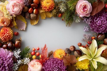 Vibrant Floral Arrangement with Copy Space for Autumn or Spring Themes