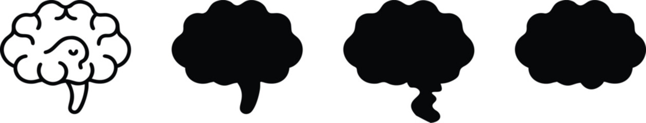 Brain illustrations in various shading styles