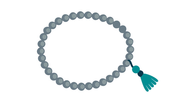 Circular prayer beads icon, tasbih vector, islamic dhikr symbol, minimalist beads with tassel.