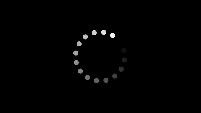 animation loading circle icon with glitch effect on black background, loading icon animation. Loading Circle Video with Glow. 4k video.
