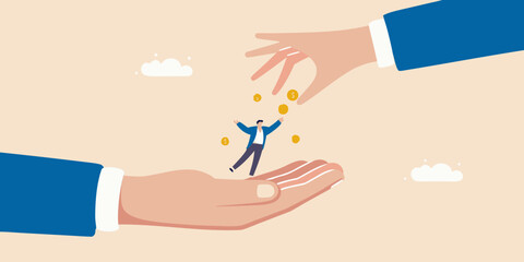 Hands offering financial support to a small business person falling from above