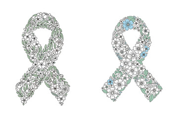 World Cancer Day February 4 Cancer Awareness Ribbon Floral Illustration Design
