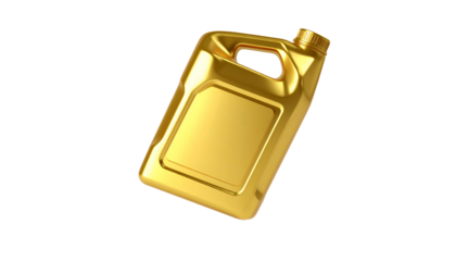 A metallic gold canister against a stark black background, showcasing its glossy texture