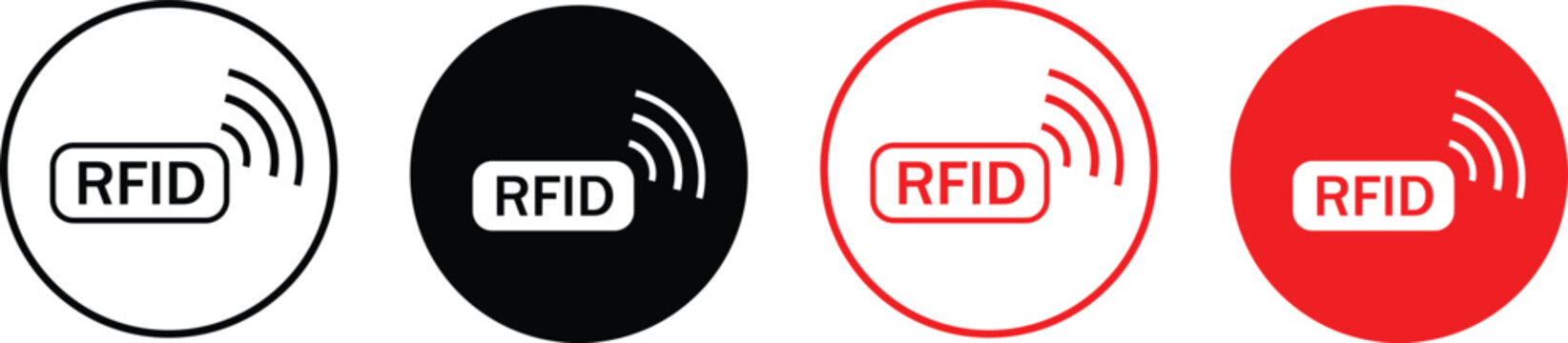 Contactless Technology Icons. RFID wireless symbol. Proximity sensor graphic design. Access control and security regulation signs
