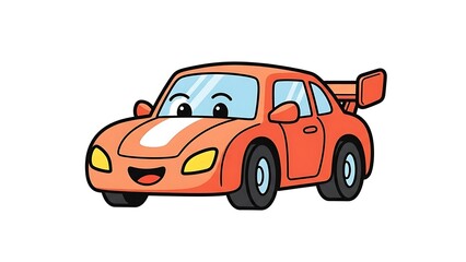 Naklejka premium Cartoon Orange Sports Car Illustration.