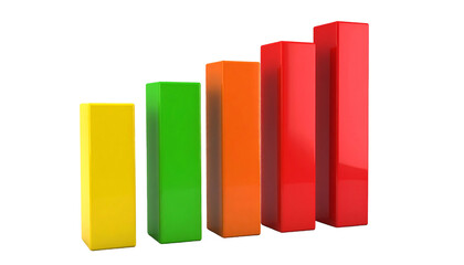 Colorful 3D bar graph ascending in height against a black background