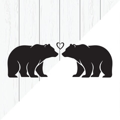 Minimal Panda Love Couple Silhouette Illustration