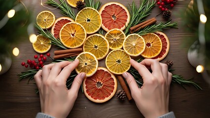 Festive Citrus: Handmade Christmas Garland Arrangement