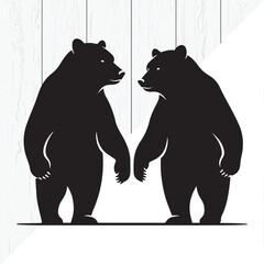 Minimal Panda Love Couple Silhouette Illustration