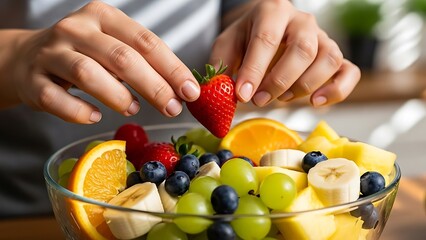 Assembling a Fresh Fruit Salad