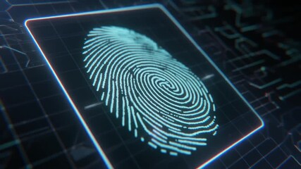 Digital Fingerprint Biometric Security on a Futuristic Circuit Board for Cyber Authentication and Da - Powered by Adobe