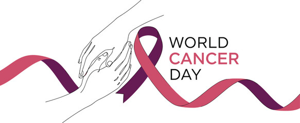 World Cancer Day February 4 Awareness Ribbon Illustration Cancer Support and Hope Design