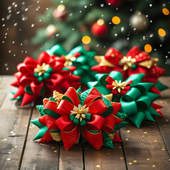 A set of 4 Christmas bows