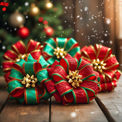 A set of 4 Christmas bows