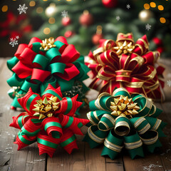 A set of 4 Christmas bows