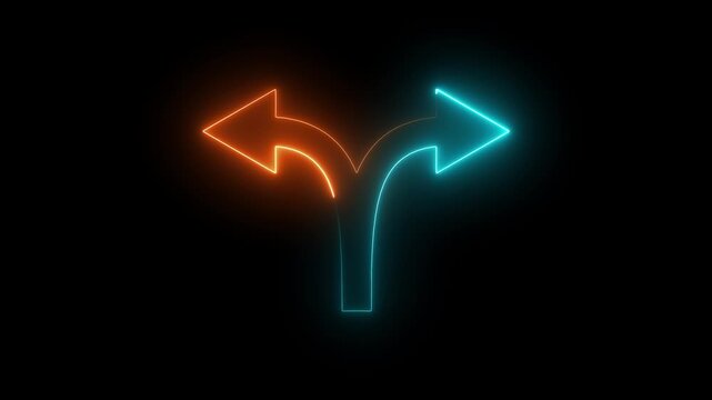Abstract Glowing Blue Directional Arrow Fork in the Road for Business Decision Concept