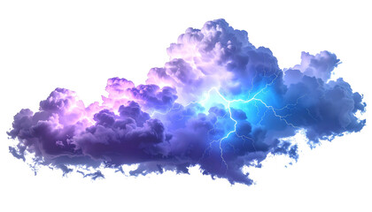 A luminous cloud mass displays a vibrant display of electric energy, isolated on black