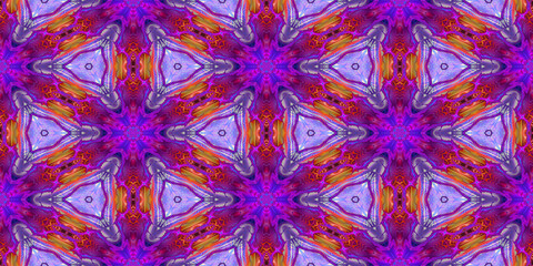 intricate double kaleidoscope pattern with light purple triangles and magenta, pink, orange