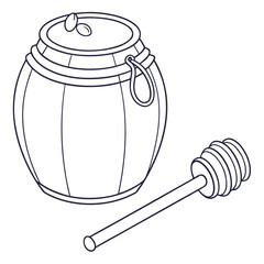 Honey Jar Outline Vector Illustration Minimalist Icon © bali
