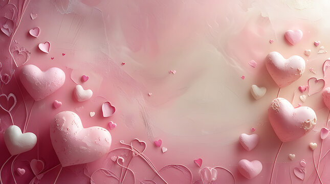 Pink hearts on pink background with white highlights - Powered by Adobe