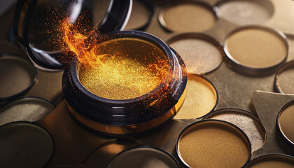 Luxurious Gold Makeup Powder in Circular Palette.