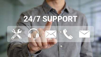 Man accessing 24/7 customer support services online