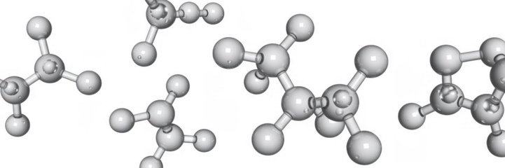 White molecular structure model isolated on a transparent background