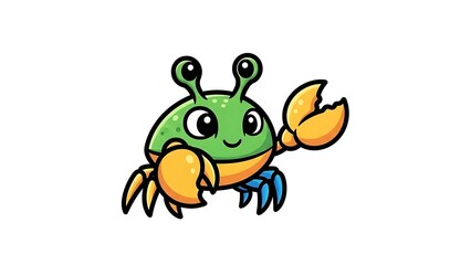 Cartoon Green Crab Character Illustration.