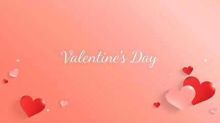 Valentines Day greeting card with red and pink hearts